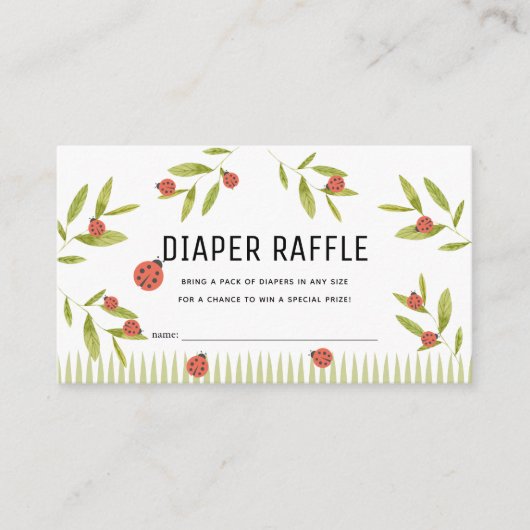 Little Love Bug Ladybug Diaper Raffle Ticket Informatiekaartje (Voorkant)