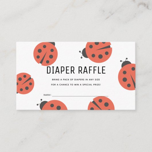 Little Love Bug Ladybug Diaper Raffle Ticket Informatiekaartje (Voorkant)