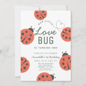 Little Love Bug Ladybug Girl 1ste verjaardag Kaart (Voorkant)