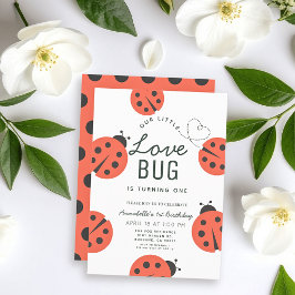Little Love Bug Ladybug Girl 1ste verjaardag Kaart