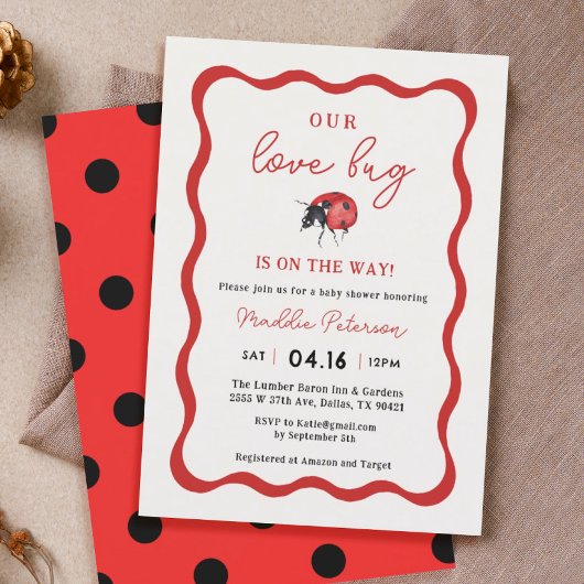 Little Love Bug Ladybug Girl Baby shower Kaart