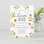 Little Love Bug Ladybug Girl Birthday Invitation Kaart (Staand voorkant)