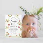 Little Love Bug Ladybug Girl Foto 1e verjaardag in Kaart (Staand voorkant)