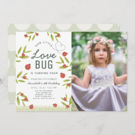 Little Love Bug Ladybug Girl Foto Birthday Kaart