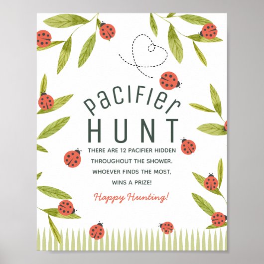 Little Love Bug Ladybug Green Baby Pacifier Hunt Poster (Voorkant)