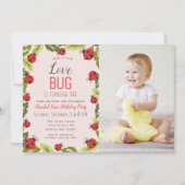 Little Love Bug Ladybug Kinder 1st Birthday Foto i Kaart (Voorkant)