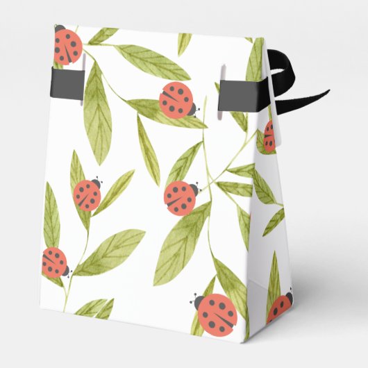 Little Love Bug Ladybug Leaf 1st Birthday Bedankdoosjes (Achterkant)