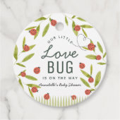 Little Love Bug Ladybug Leaf Baby shower Bedankt Bedankjes Labels (Voorkant)