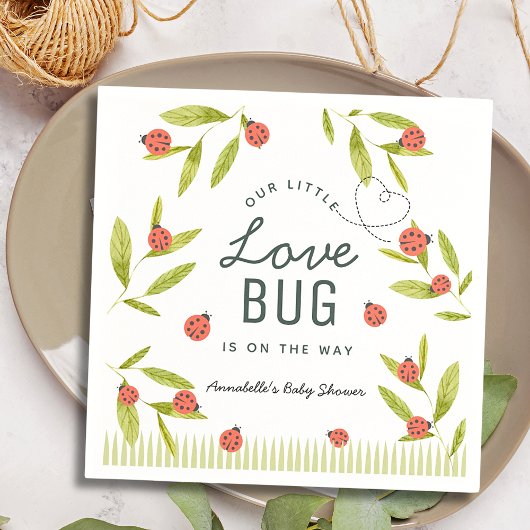 Little Love Bug Ladybug Leaf Baby shower Napkins Servet