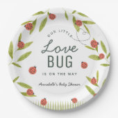 Little Love Bug Ladybug Leaf Baby shower Papieren Bordje (Voorkant)
