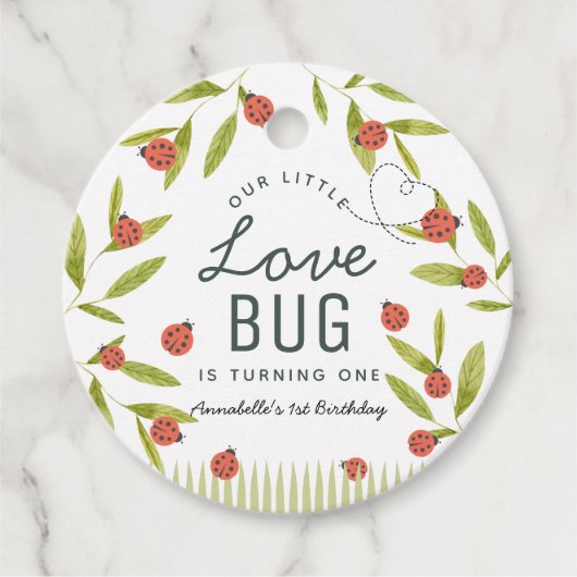 Little Love Bug Ladybug Leaf Birthday Bedankt Bedankjes Labels (Voorkant)