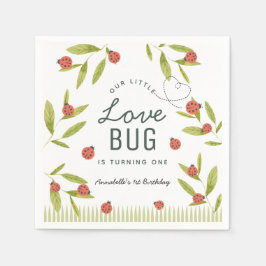 Little Love Bug Ladybug Leaf Birthday Napkins Servet