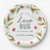 Little Love Bug Ladybug Leaf Birthday Papieren Bordje (Voorkant)
