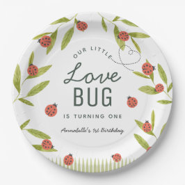 Little Love Bug Ladybug Leaf Birthday Papieren Bordje