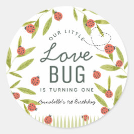 Little Love Bug Ladybug Leaf Birthday Ronde Sticker