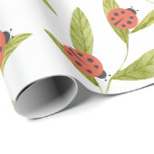 Little Love Bug Ladybug Leaf Wrapping Paper Cadeaupapier (Rol Hoek)