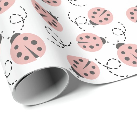 Little Love Bug Ladybug Pink Cadeaupapier (Rol Hoek)