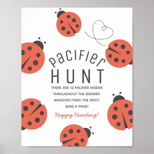 Little Love Bug Ladybug Red Baby Pacifier Hunt Poster (Voorkant)