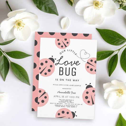 Little Love Bug Lichtroze lieveheersbeestje Baby s Kaart