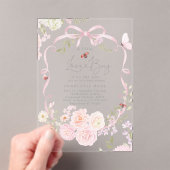 Little Love Bug Pink Bow Baby Shower Acryl Uitnodigingen (Insitu (Draagbaar))