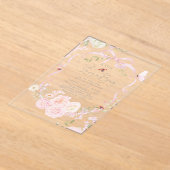 Little Love Bug Pink Bow Baby Shower Acryl Uitnodigingen (Laagn)