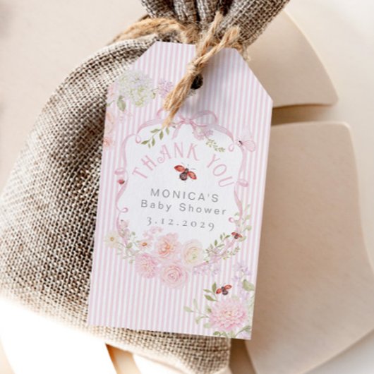 Little Love Bug Pink Bow Baby Shower Thank you Cadeaulabel