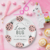 Little Love Bug Pink Ladybug Baby Shower Papieren Bordje (Feest)