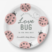 Little Love Bug Pink Ladybug Baby Shower Papieren Bordje (Voorkant)