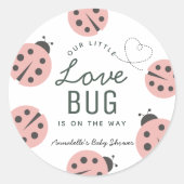 Little Love Bug Pink Ladybug Baby Shower Ronde Sticker (Voorkant)