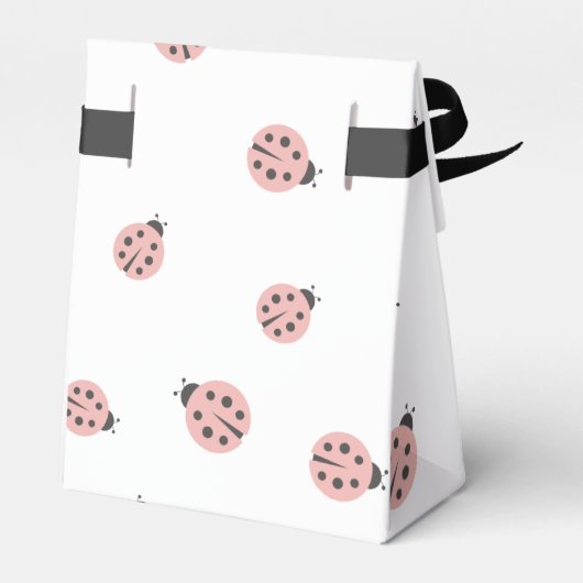 Little Love Bug Pink Ladybug Birthday Favor Box Bedankdoosjes (Achterkant)