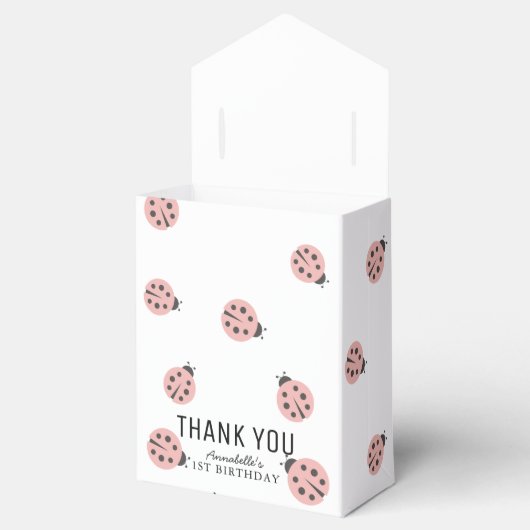 Little Love Bug Pink Ladybug Birthday Favor Box Bedankdoosjes (Geopend)