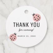 Little Love Bug Pink Ladybug Verjaardag Dank u Bedankjes Labels (Achterkant)