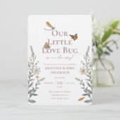 Little Love Bug QR Code Baby shower Invitation Kaart (Staand voorkant)