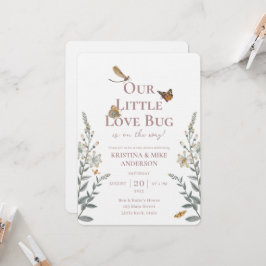 Little Love Bug QR Code Baby shower Invitation Kaart