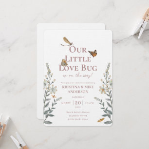 Little Love Bug QR Code Baby shower Invitation Kaart