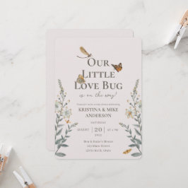 Little Love Bug QR Code Baby shower Invitation Kaart