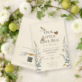 Little Love Bug QR Code Baby shower Invitation Kaart