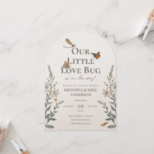 Little Love Bug QR Code Baby shower Invitation Kaart