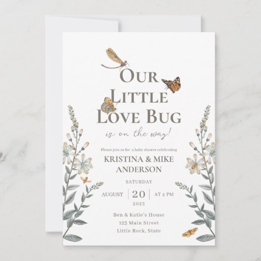 Little Love Bug QR Code Baby Shower Uitnodiging (Voorkant)