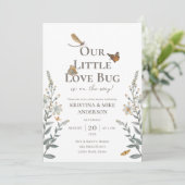 Little Love Bug QR Code Baby Shower Uitnodiging (Staand voorkant)