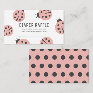 Little Love Bug Roze Ladybug Luier Raffle Ticket Informatiekaartje