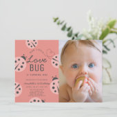 Little Love Bug Roze lieveheersbeestje 1e verjaard Kaart (Staand voorkant)