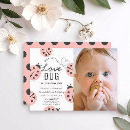 Little Love Bug Roze lieveheersbeestje 1e verjaard Kaart