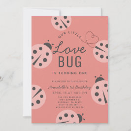 Little Love Bug Roze lieveheersbeestje 1e verjaard Kaart