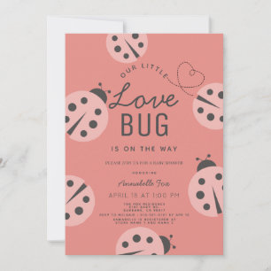 Little Love Bug Roze lieveheersbeestje Baby shower Kaart