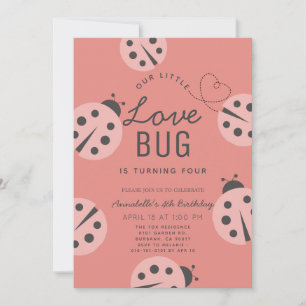Little Love Bug Roze lieveheersbeestje Verjaardag Kaart
