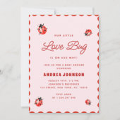 Little Love Bug Roze & Rood lieveheersbeestje Baby Kaart (Voorkant)