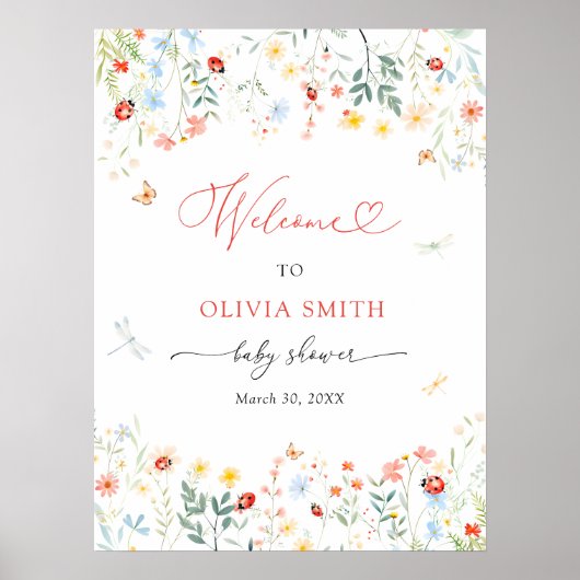 Little Love Bug Schattige Garden Baby shower Welko Poster (Voorkant)