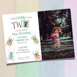 Little Love Bug Second Birthday Invitation Kaart