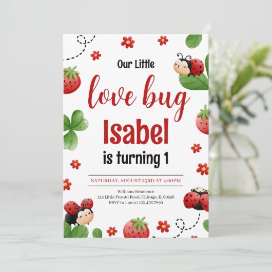 Little Love Bug verjaardag Kaart (Staand voorkant)